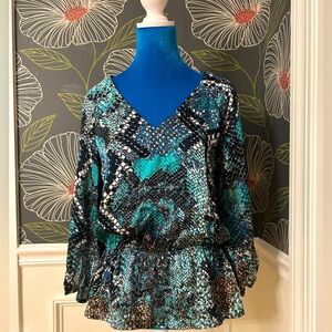 Electric Blue Peacock Blouse Size S
